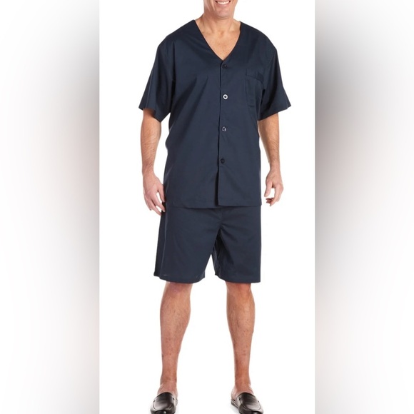 Harbor Bay|Men's Navy button up shirt & shorts matching set,NWT in size 2X••• - Picture 1 of 13